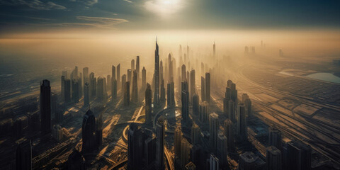 Aerial view od Dubai, UAE - Generative AI - obrazy, fototapety, plakaty