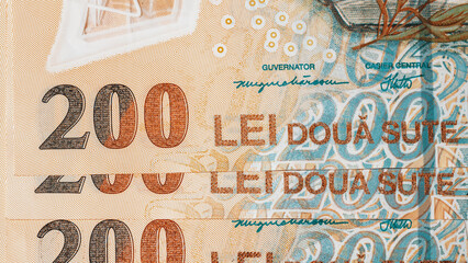 Romanian LEI Currency Banknote. RON Money European Currency