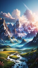 Beautiful mountains landscape wallpaper