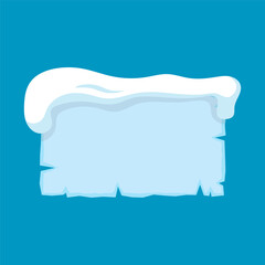 Ice signboard covered with snow icon. Color silhouette. Horizontal front view. Vector simple flat graphic illustration. Isolated object on a blue background. Isolate.