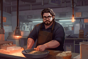 A man with domestic work - Generative AI