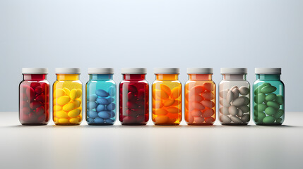Wellness in a Bottle: Assorted Colored Capsules
 - obrazy, fototapety, plakaty