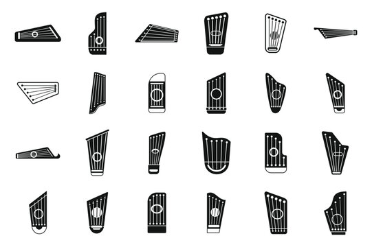 Kantele icons set simple vector. Classic chord. Culture concept