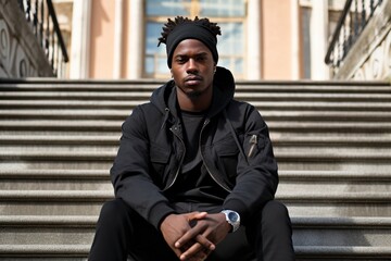 Obraz premium fashionable black man in street wear or cool trend