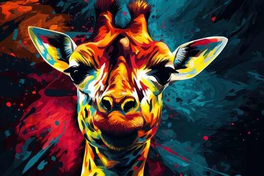 Majestic giraffe head. Generate Ai