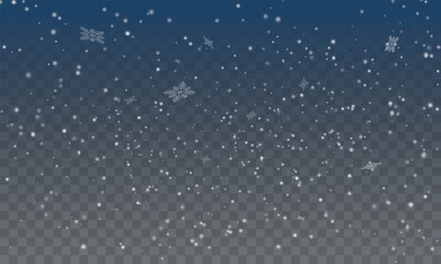 Snowfall Backdrop: Winter Christmas Scenery with Falling Snowflakes. Vector Illustration.