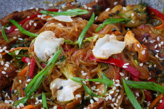 funchosa with vegetables and cottage cheese