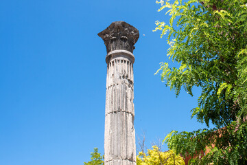 Petra-Zoranića-Square (Trg Petra Zoranica) and Roman column (Rzymska kolumna) Zadar in the state of Zadar Croatia