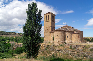 Fototapeta na wymiar View of the Church of the Vera Cruz (13th century), in the city of Segovia. Castile and Leon, Spain