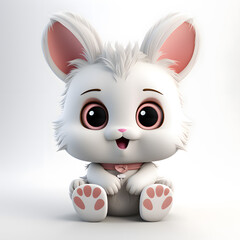 Obraz premium Charming Cartoon Bunny: A Delightfully Cute and Playful Animal Character. Generated AI