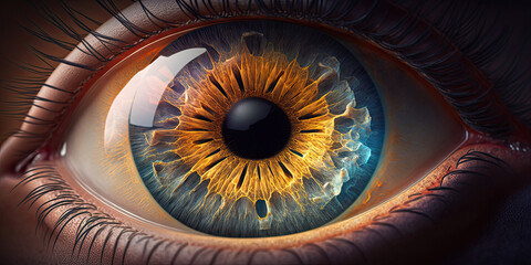 Close Up of Human Eye Iris - Generative AI