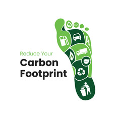 reduce carbon footprint vector illustration, recycling concept, Social media post, Content, global warming, climate change, awareness, Infographics, creative vector, renewable energy concept 