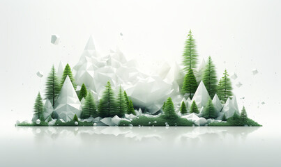beautiful geometric evergreen tree and snow element digital ai gen