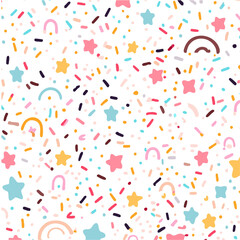 Texture of sweet sprinkles with hearts and stars - candies