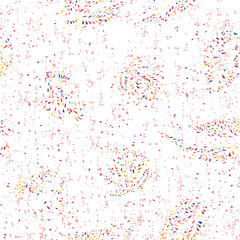 Abstract seamless floral pattern with dots and leaves. Dotted flourish multicolor festive texture. Abstract backdrop with chaotic flowing organic shapes. Artistic stylish summer tiled  background.