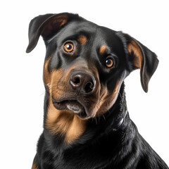 Obraz premium Isolated Rottweiler Dog with Tilted Head on White Background