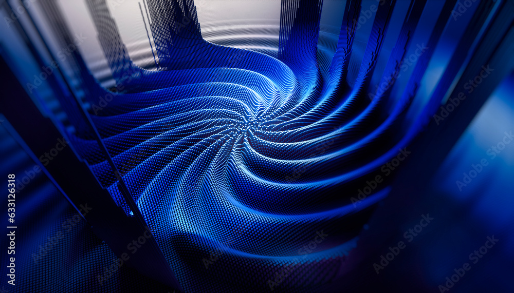 Wall mural interference and spiral waves in a digital raster micro structure - 3d illustration