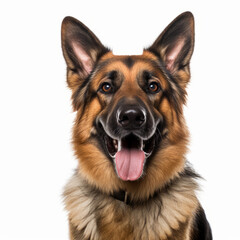 Smiling German Shepherd Dog with White Background - Isolated Image