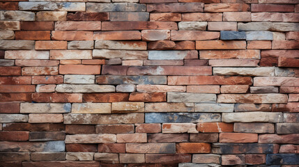 A panoramic backdrop showcasing the textured and rustic appearance of a brick wall, characterized by brown, red, and orange hues. This stonework masonry texture creates an engaging 