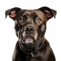 Isolated Staffordshire Bull Terrier Dog with Confused Expression on White Background
