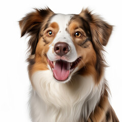 Fototapeta premium Smiling Australian Shepherd Dog with White Background - Isolated Image