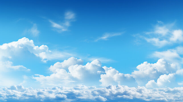 A panoramic banner featuring a background of blue sky adorned with drifting white clouds Generative AI