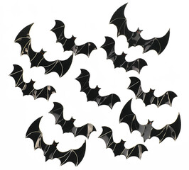 halloween paper black bats isolated on white background