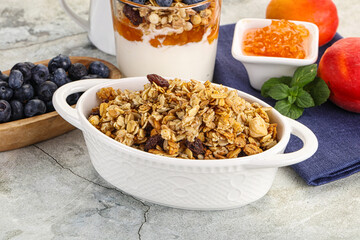 Granola museli cereal for breakfast