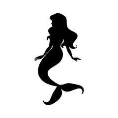Vector illustration. Silhouette of mermaid girls on a white background. Sticker. Shadow. Fashionable.