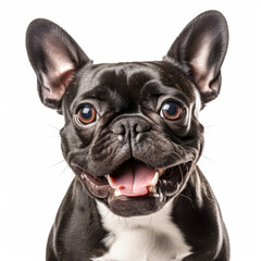 Fototapeta premium Isolated French Bulldog Dog Growling Aggressively on White Background
