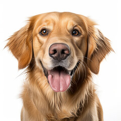 Smiling Golden Retriever Dog with White Background - Isolated Image
