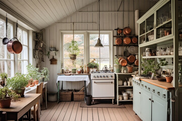 Rustic kitchen style in classic wooden house