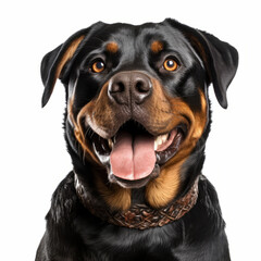 Obraz premium Smiling Rottweiler Dog with White Background - Isolated Image