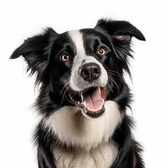 Smiling Border Collie Dog with White Background - Isolated Image