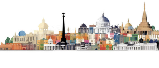 Nigeria Famous Landmarks Skyline Silhouette Style, Colorful, Cityscape, Travel and Tourist Attraction - Generative AI - obrazy, fototapety, plakaty
