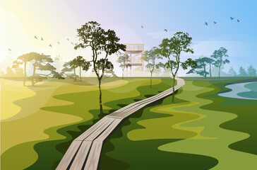 Morning landscape. Sunrise landscape.