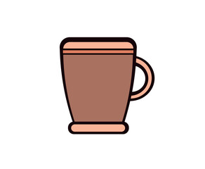 Vector illustration of a cartoon cup in brown color on a white background.