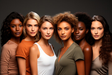 Fototapeta premium beautiful multiethnic female models in studio