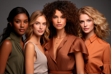 Fototapeta premium beautiful multiethnic female models in studio