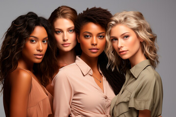 Fototapeta premium beautiful multiethnic female models in studio