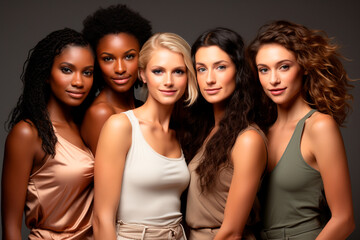 Fototapeta premium beautiful multiethnic female models in studio