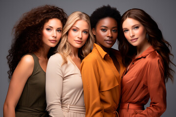 Fototapeta premium beautiful multiethnic female models in studio