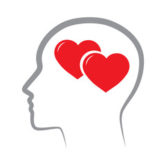 hearts instead brain, vector illustration