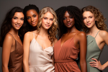 Obraz premium beautiful multiethnic female models in studio