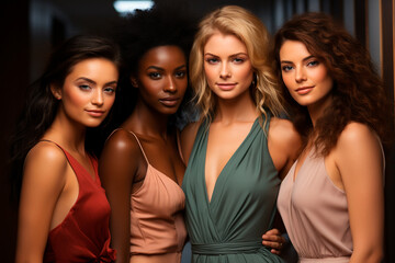 Obraz premium beautiful multiethnic female models in studio