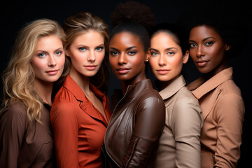 Obraz premium beautiful multiethnic female models in studio