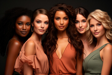 Fototapeta premium beautiful multiethnic female models in studio