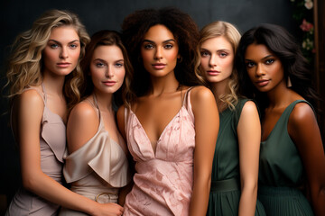 Obraz premium beautiful multiethnic female models in studio