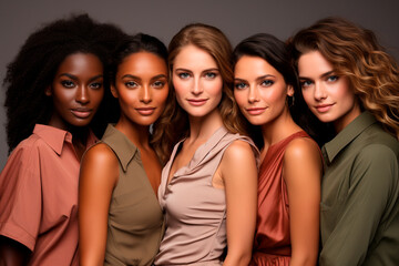 beautiful multiethnic female models in studio