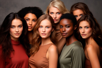 beautiful multiethnic female models in studio